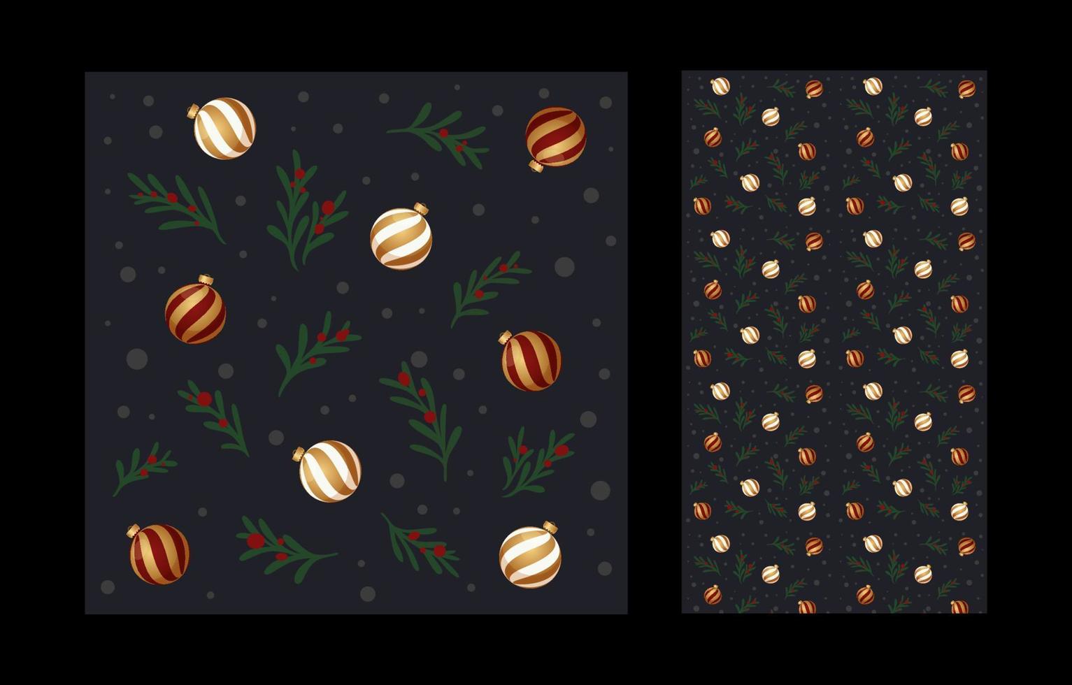 Traditional new year pattern with balls and green firs. Decoration for christmas card and packaging paper. Seamless texture. vector