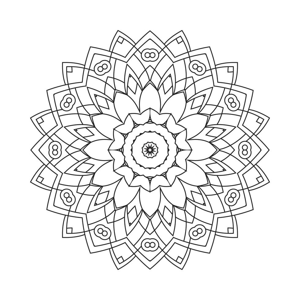 Arabic decoration mandala vector. Black and white coloring book pattern. Mandala pattern vector. Simple mandala line art illustration. Mandala coloring book. Flower pattern. vector