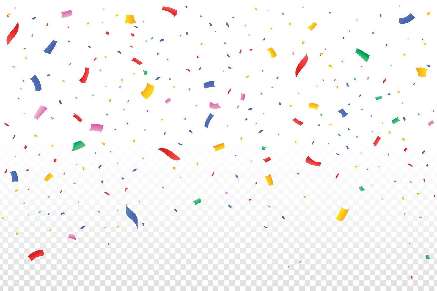 Colorful party tinsel and confetti falling. Confetti vector for festival background. Colorful confetti falling isolated on transparent background. Carnival elements. Birthday celebration.