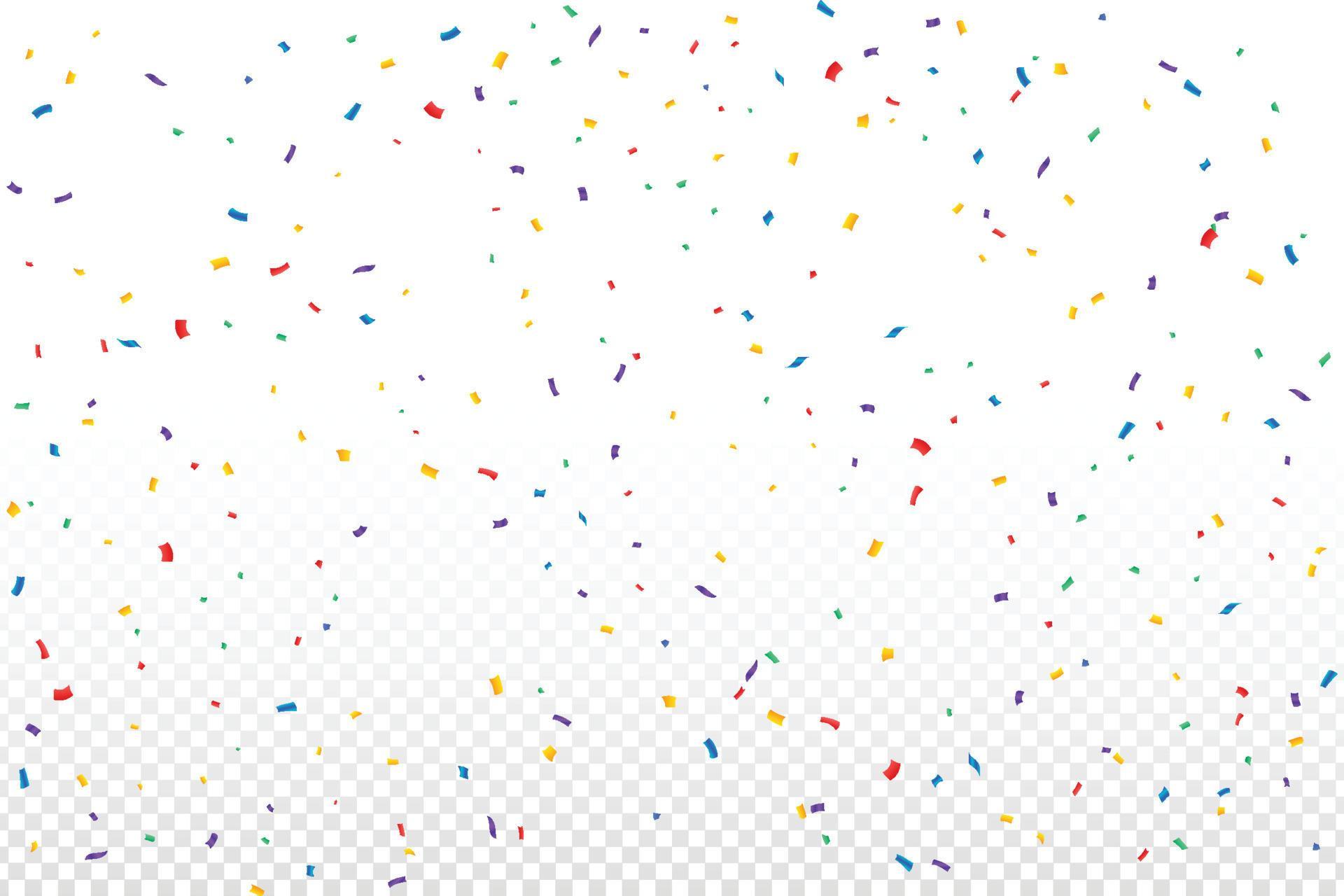 Colorful confetti falling isolated on transparent background