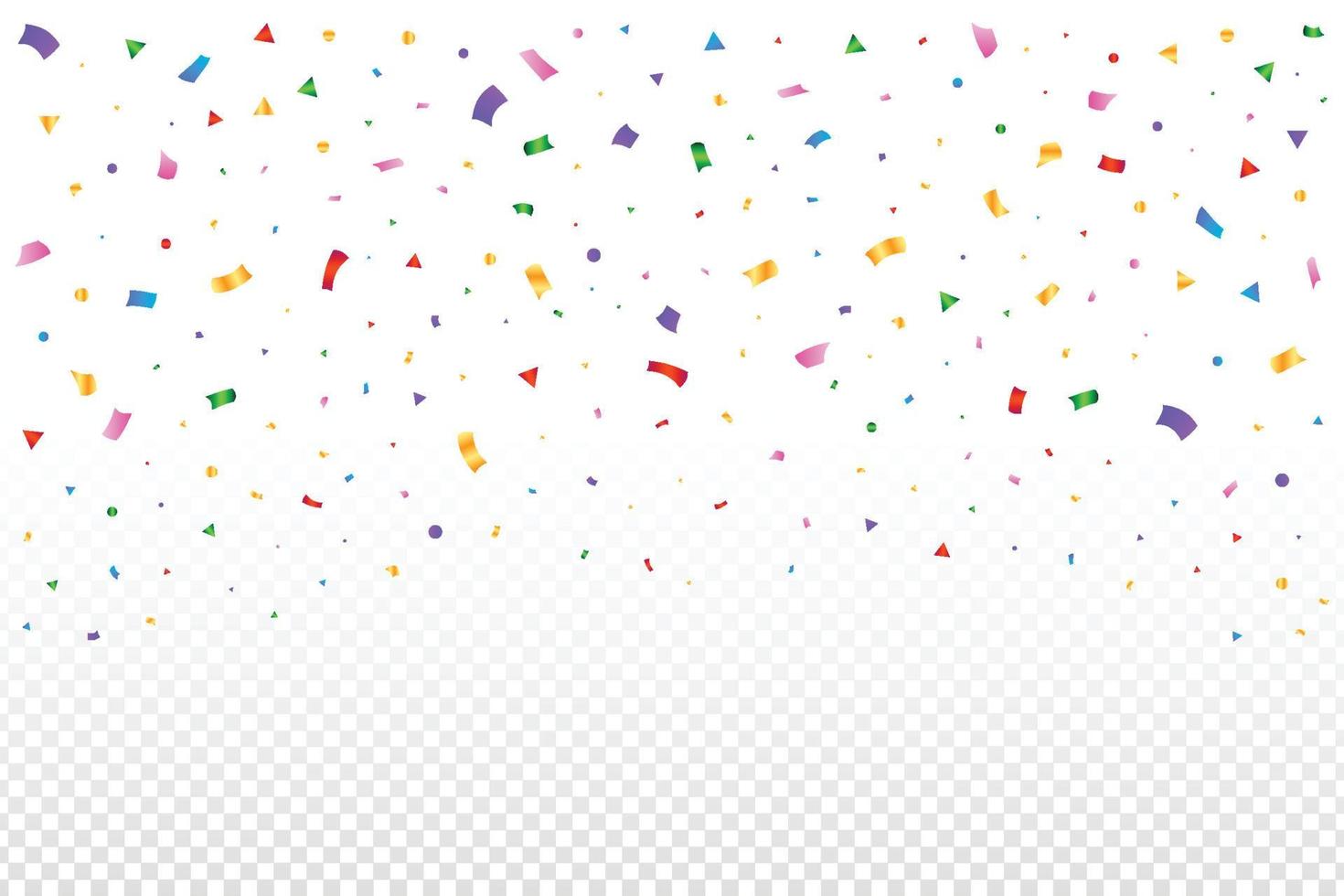 Confeti de colores cayendo aislado sobre fondo transparente. oropel de colores cayendo. celebración de eventos y fiestas de cumpleaños. vector de elementos del festival. Ilustración de caída de confeti multicolor simple.