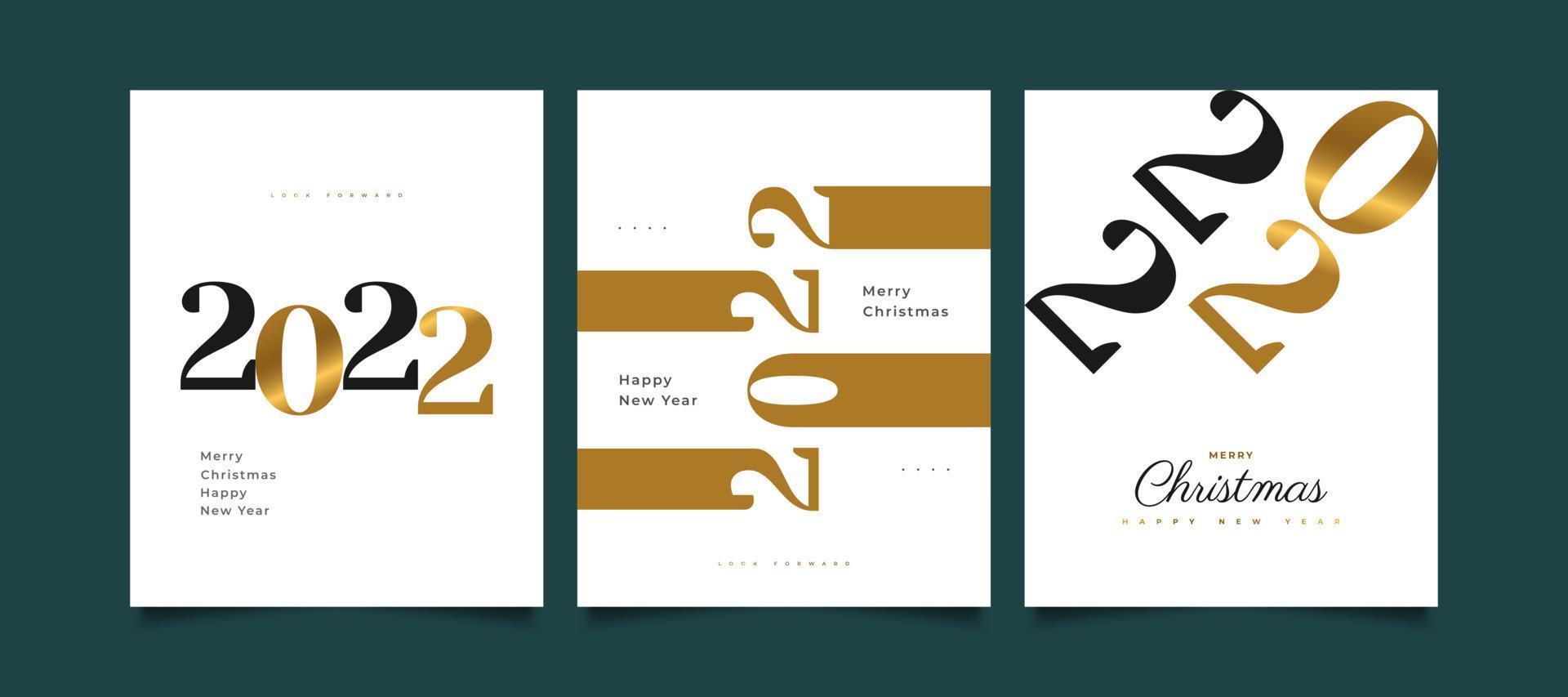 Happy New Year 2022 Poster Set Design with Elegant and Minimalist Style. New Year Celebration Design Template for Flyer, Poster, Brochure, Card, Banner or Postcard vector