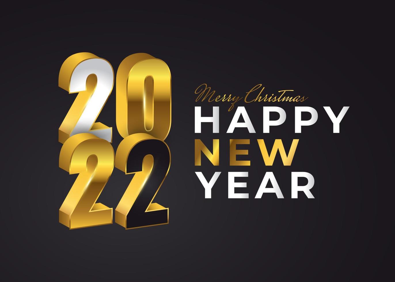 Happy New Year 2022 Banner or Poster Design with Luxury Numbers in 3D Style. New Year Celebration Design Template for Flyer, Poster, Brochure, Card, Banner or Postcard vector