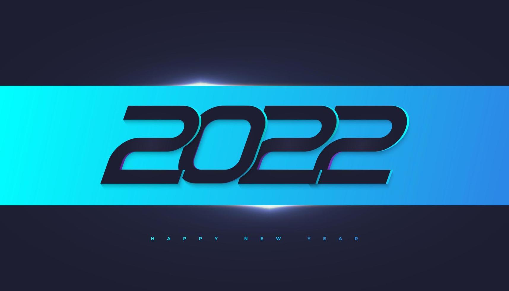 Feliz año nuevo 2022 diseño de banner con estilo futurista. 2022 logotipo o símbolo. ilustraciones vectoriales de vacaciones vector