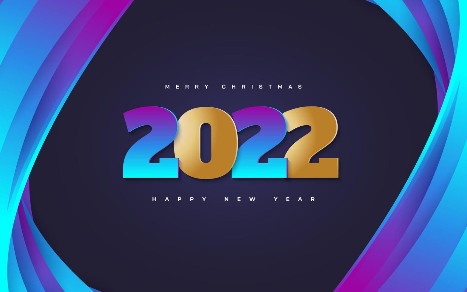 Happy New Year 2022 Banner Design with Colorful Realistic Numbers. 2022 Logo or Symbol. Holiday Vector Illustrations