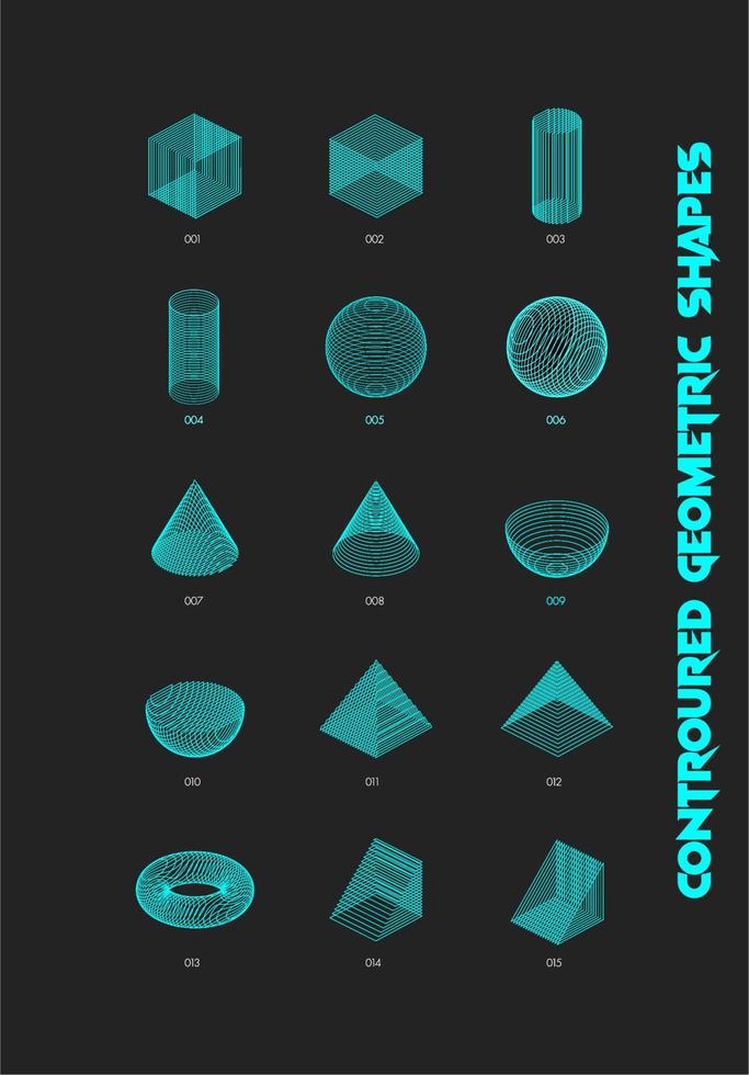 contoured geometric shapes vector shapes