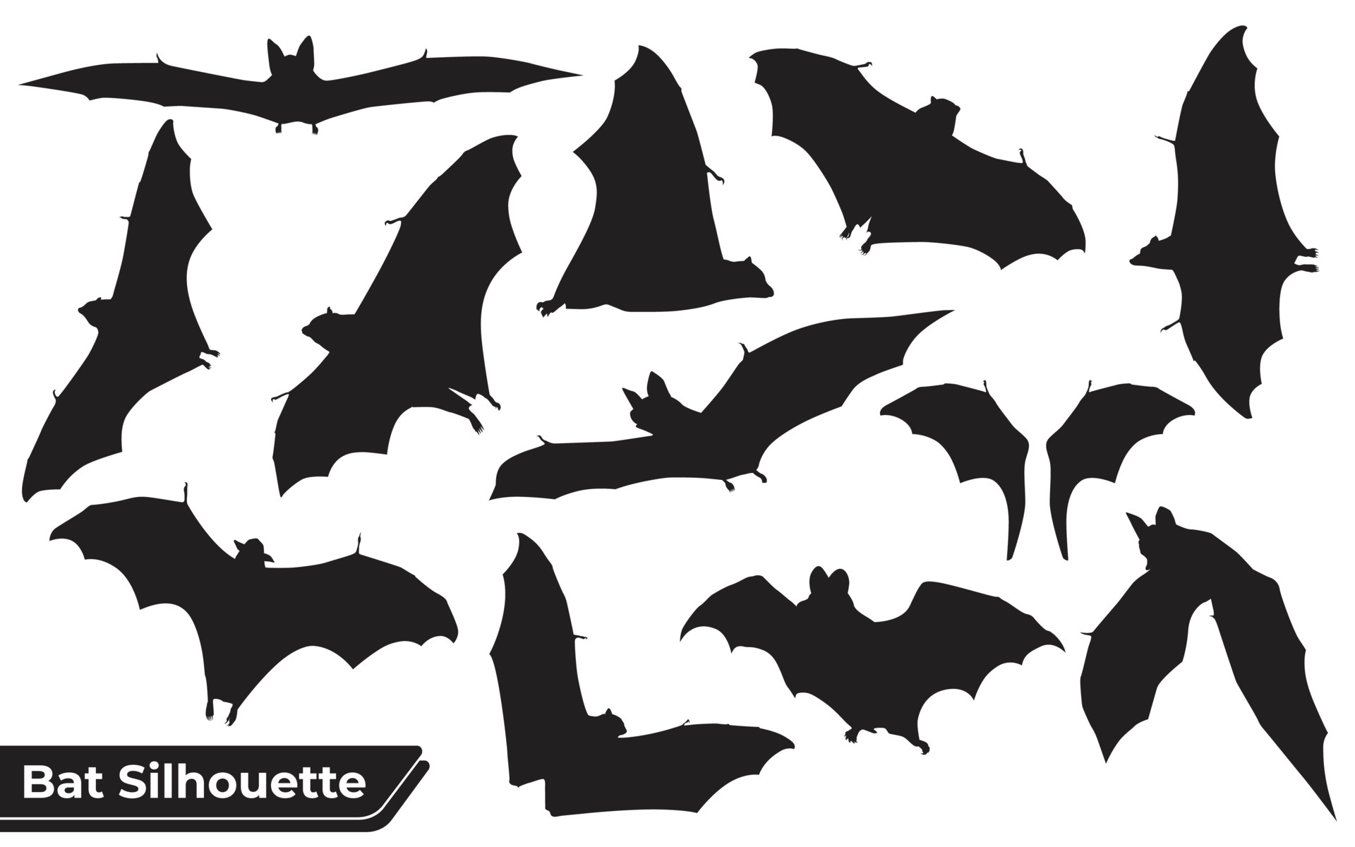 Flying bat silhouettes with wings 4814019 Vector Art at Vecteezy