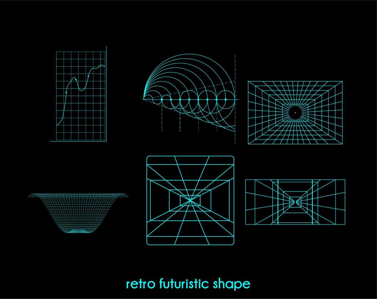 diseño vectorial simple forma futurista retro vector