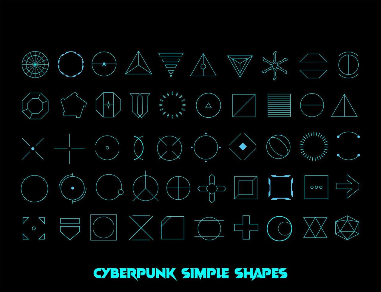 cyberpunk simple shapes vector design