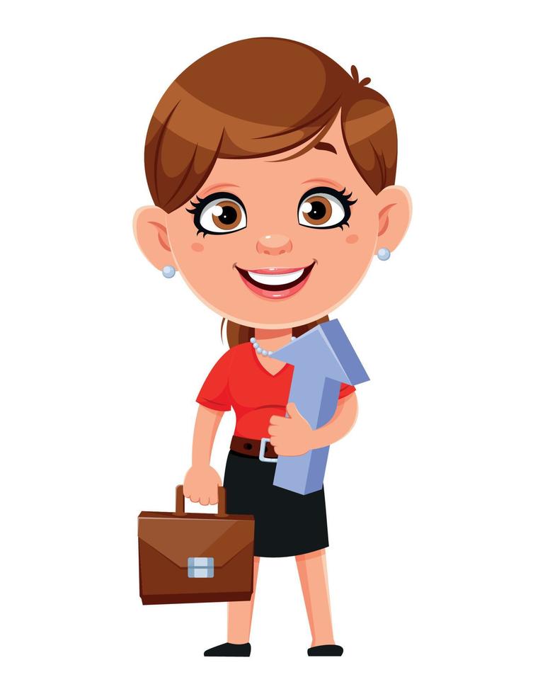 Cheerful businesswoman cartoon character vector