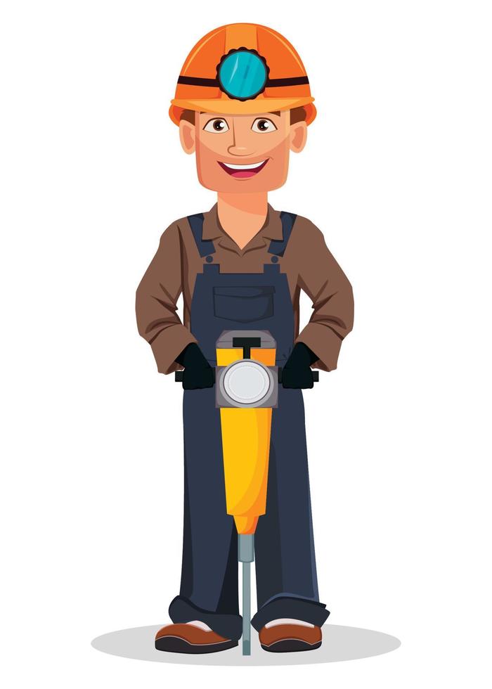 hombre minero, trabajador minero. personaje animado vector