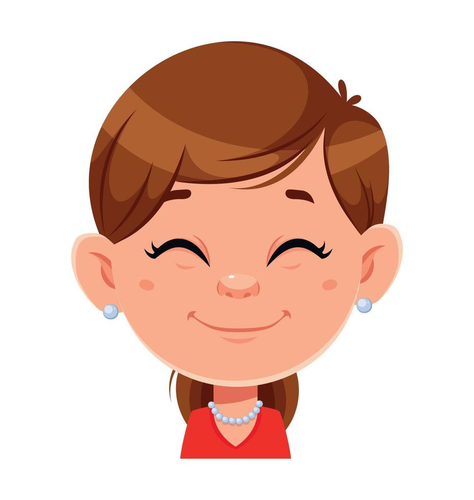 Face expression of pretty woman, cheerful vector