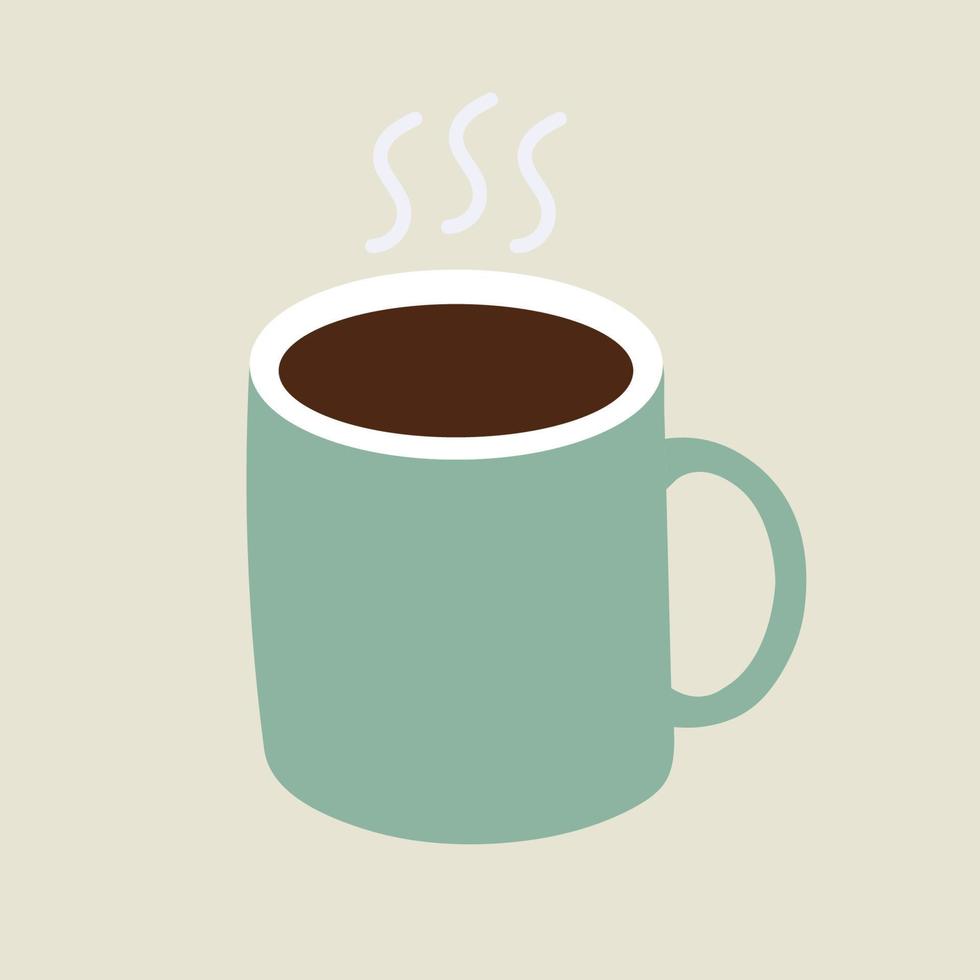 Green Coffee Mug Steam with Beige Background vector