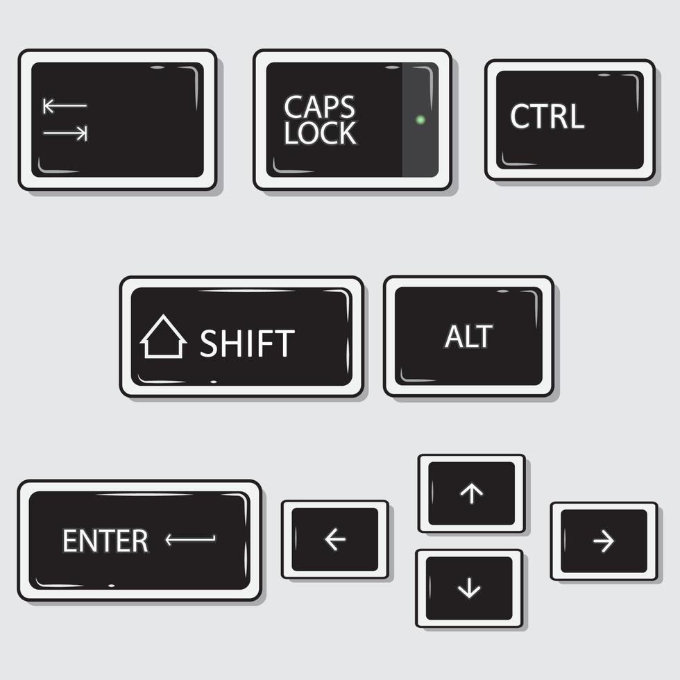 teclas del teclado con estilo de diseño plano vector