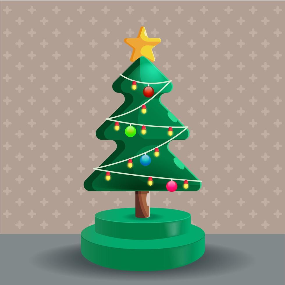 Christmas tree with 3d style, christmas day. EPS10 format vector