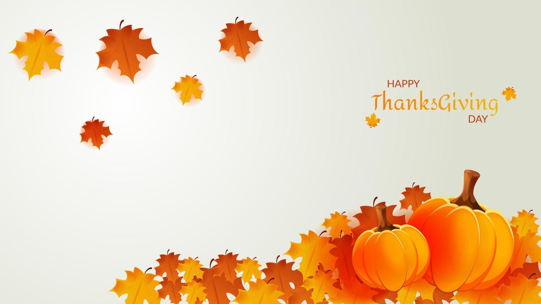 Happy thanksgiving day banner. Thanksgiving day with pumpkin and leaf vector