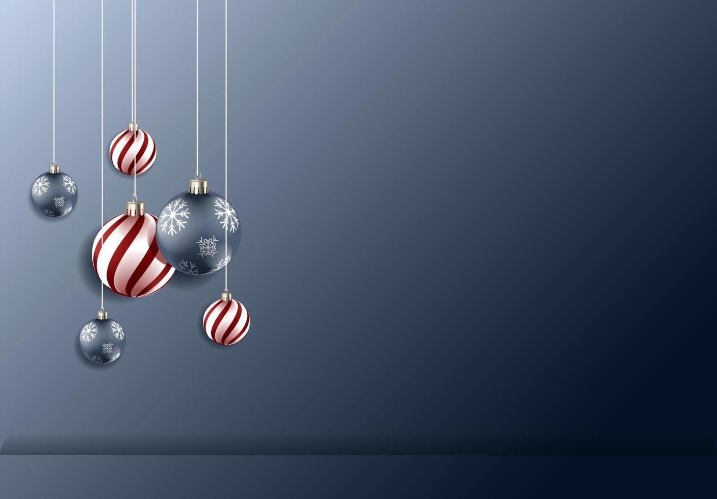 Fondo de Navidad con bola de Navidad y área de espacio de copia vector