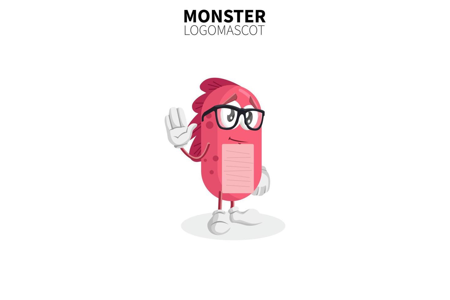 mascota de monstruo de dibujos animados, ilustración vectorial de una mascota de personaje de monstruo lindo vector