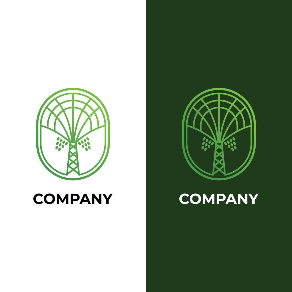 El logotipo de la palmera datilera es adecuado para empresas de plantaciones y turismo de agronegocios. vector