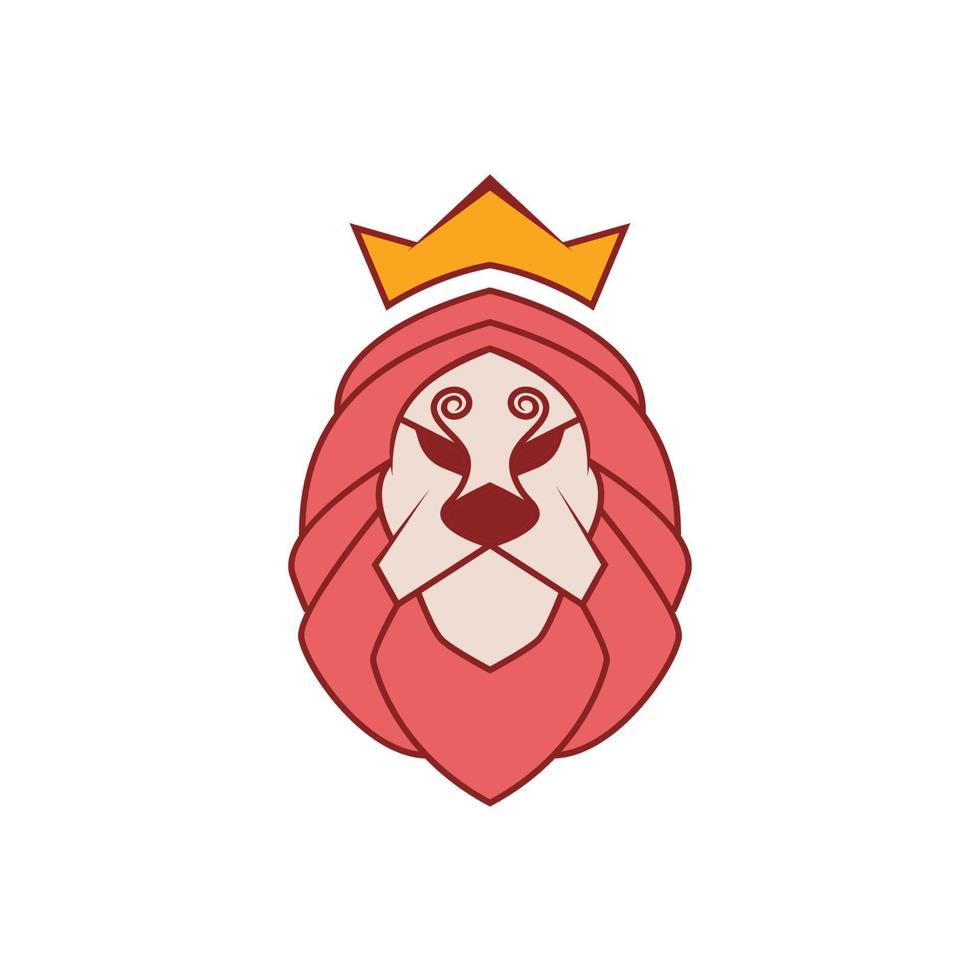 Lion head logo design with crown on it vector