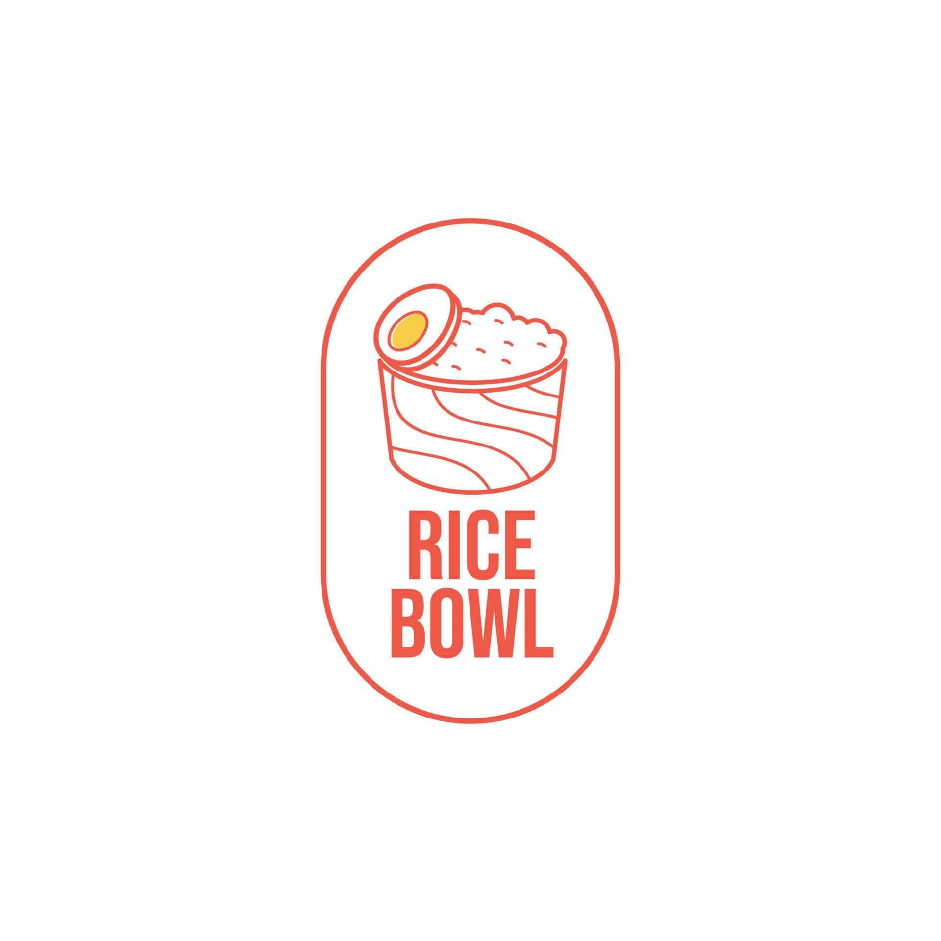 Logo design for rice bowl business. simple and unique line shape