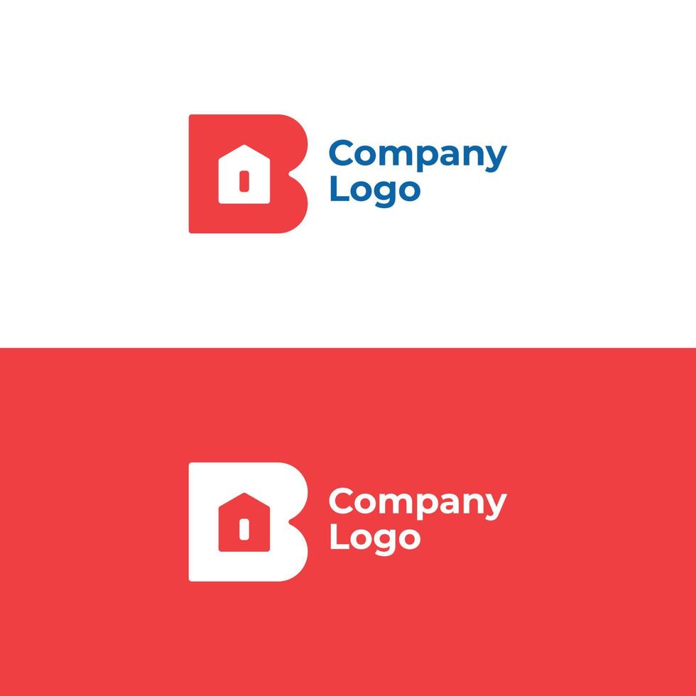 Logo B with a house symbol in the empty space is suitable for property businesses vector