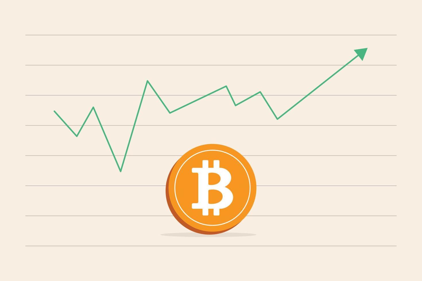 Bitcoin price increases. vector illustration concept of currency trading.