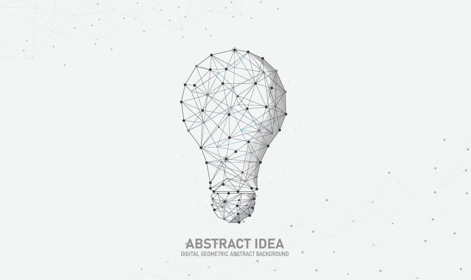 Vector incandescent bulbs with geometric lines It's a business idea. Low poly outline and dots Small white dots on a gray background Idea with triangle geometric origami light bulb abstract