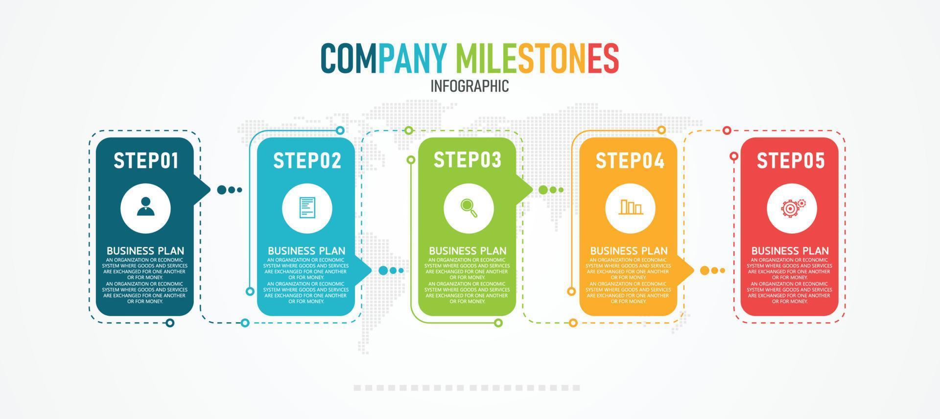 Thin line process of business infographic with square template design. Vector illustration.