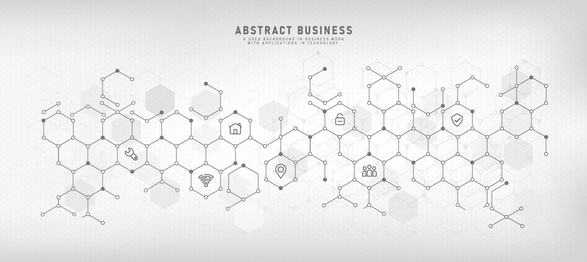 Fondo de tecnología con iconos planos y símbolos de negocios concepto abstracto y concepto para internet de las cosas ilustración de vector de comunicación de red wifi