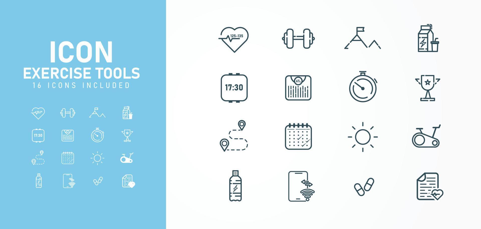 16 circuit icons of exercises Designed as a vector