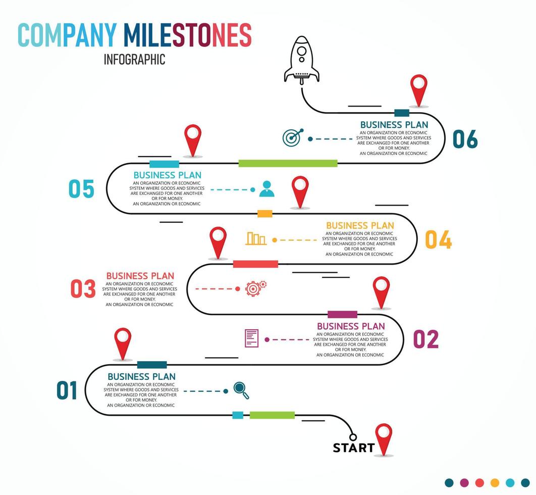 Timeline infographic on road with icons Used in business education presentations vector