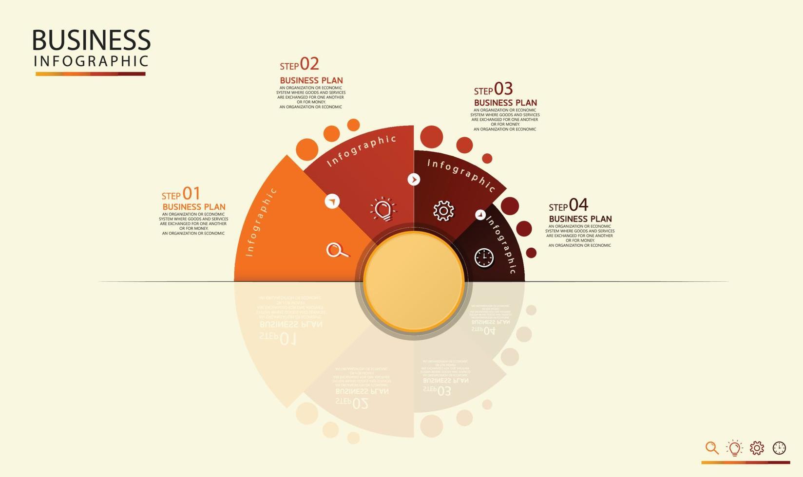 Plantilla de etiqueta de infografía de vector de círculo con 4 iconos de elección o paso. infografías para ideas de negocios, se puede utilizar para gráficos de datos, diagramas de flujo, presentaciones, sitios web, pancartas, educación