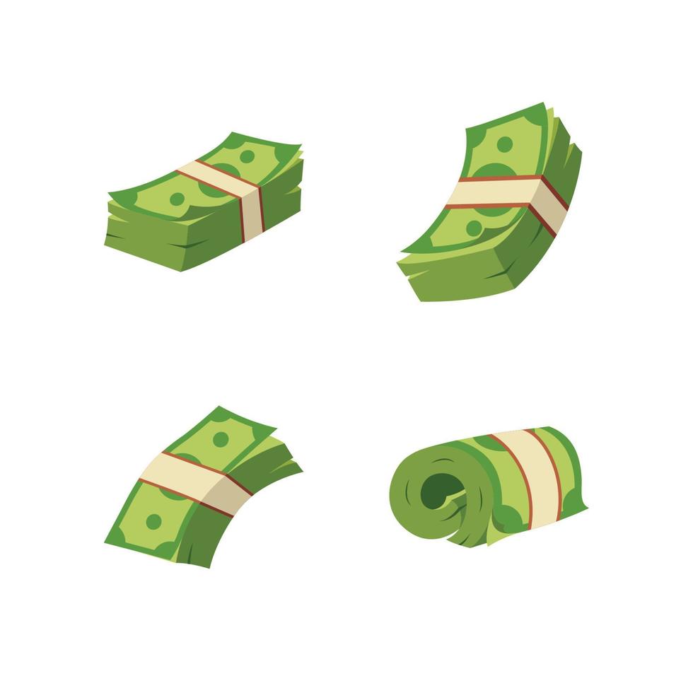 Money flat design. Green dollar. vector