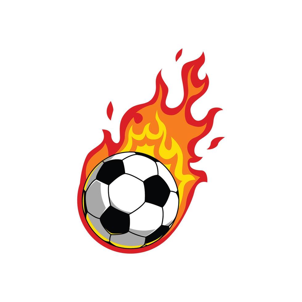 Balón de fútbol en llamas aislado sobre fondo blanco. vector