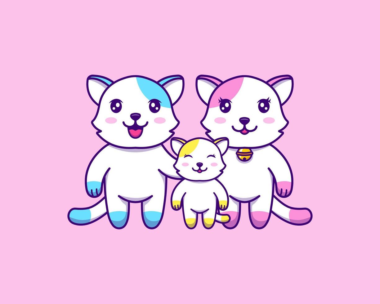 Cute and happy cat family vector