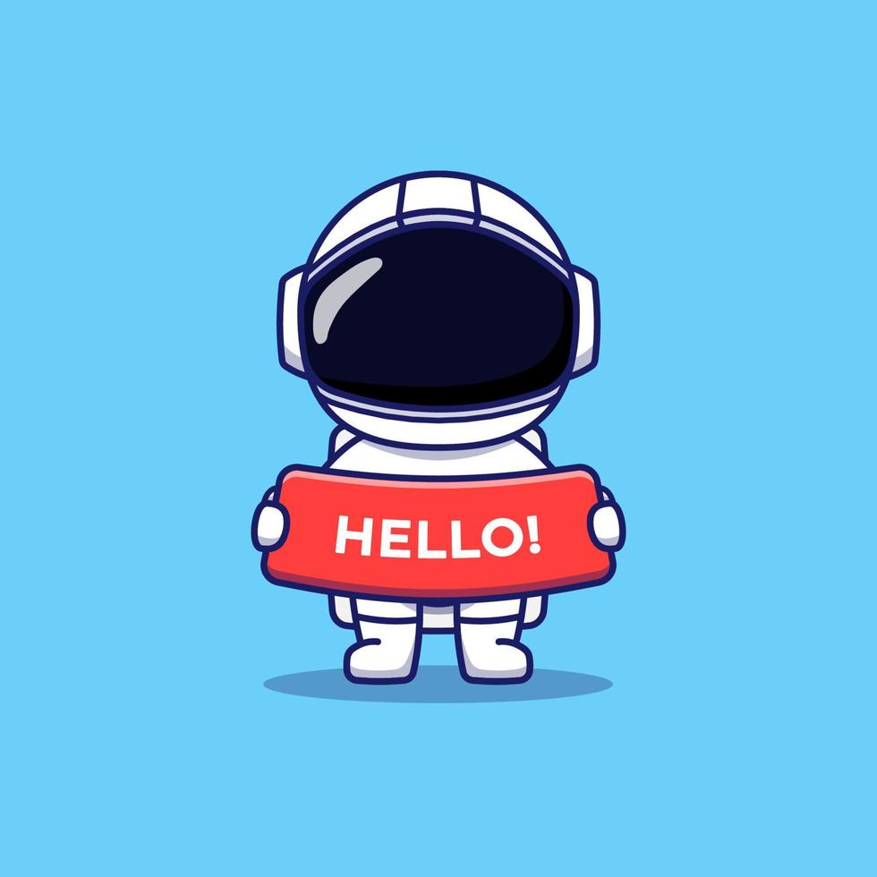 lindo astronauta con saludo hola vector