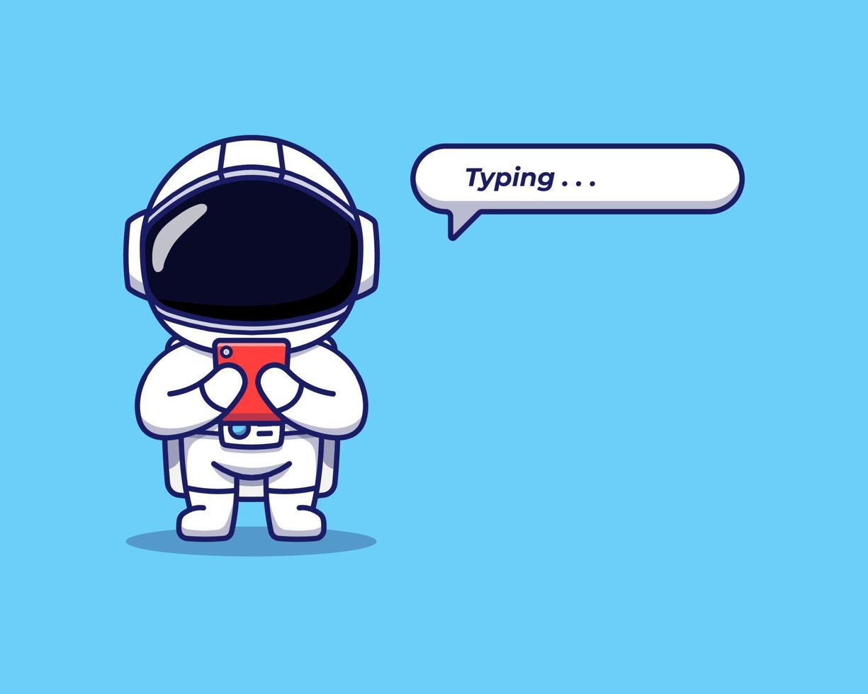 Cute astronaut typing with smartphone vector
