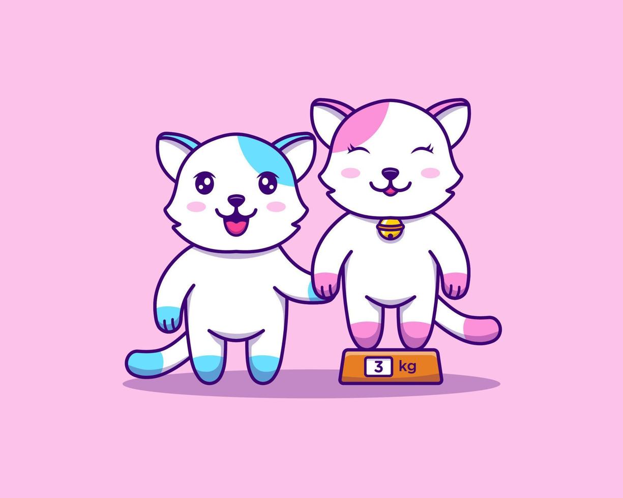 Cute cat couple in a date vector