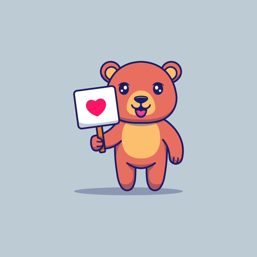 lindo oso con cartel de amor vector