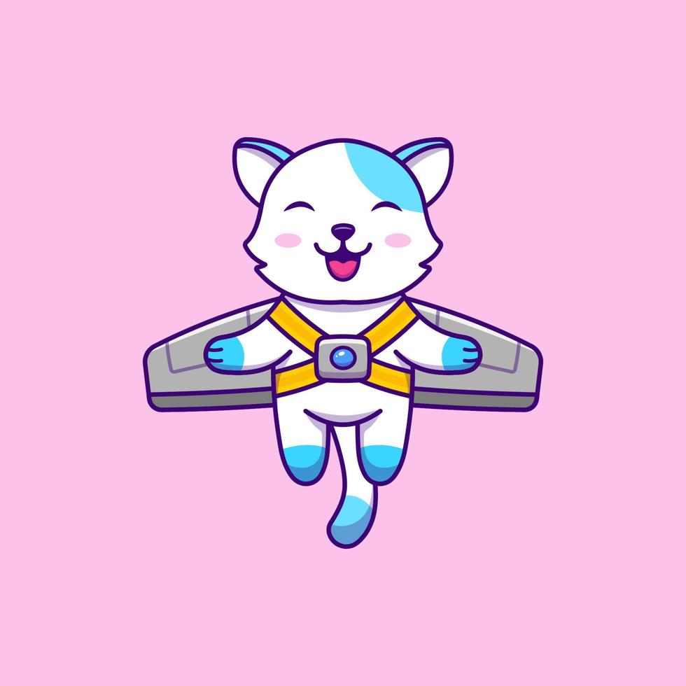 Cute cat flying and happy vector