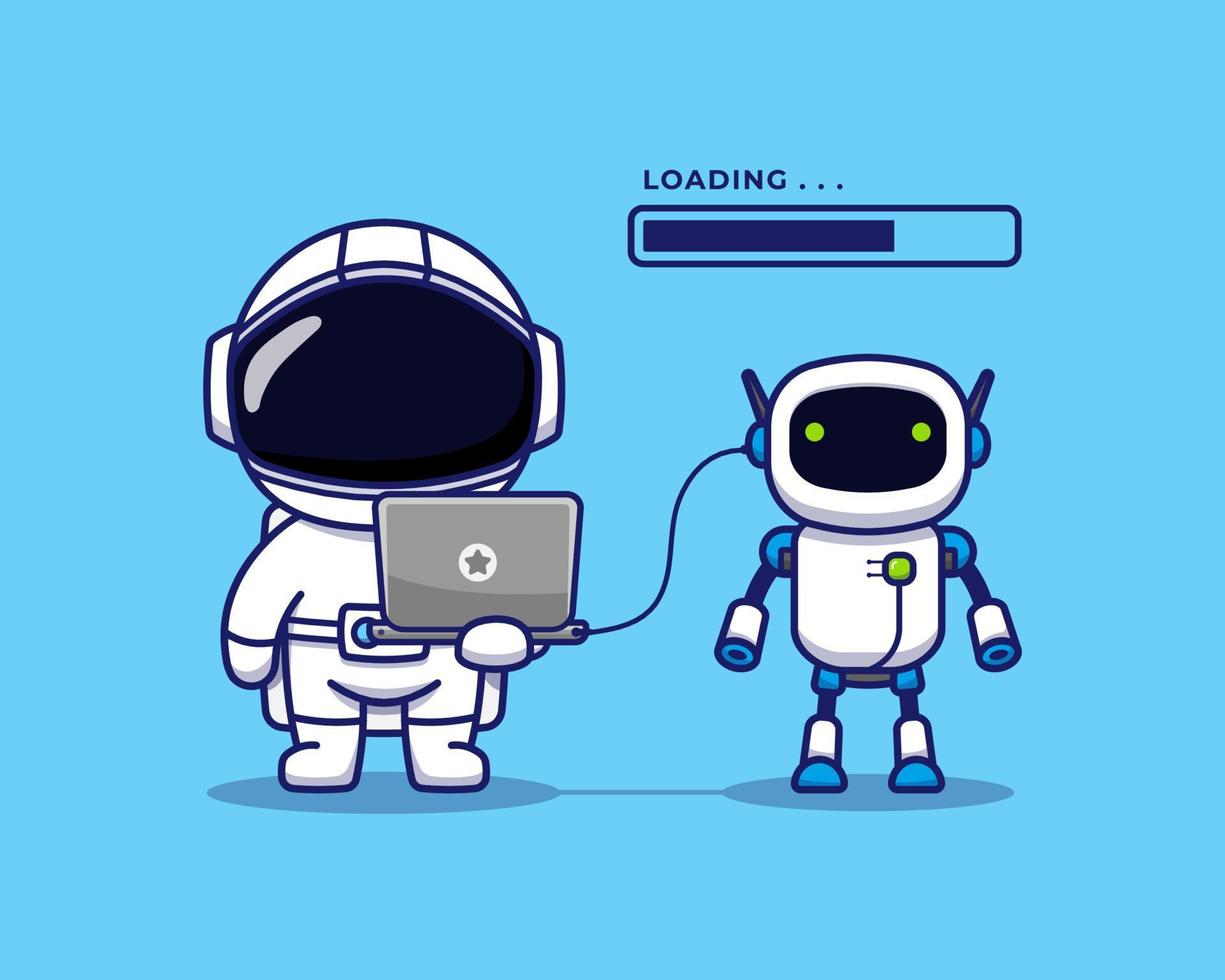 Cute astronaut with space robot vector