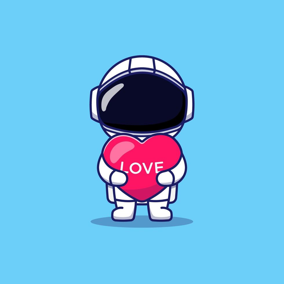 Cute astronaut hugging love balloon vector