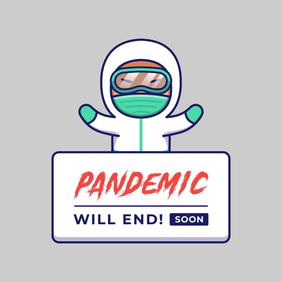 Cute doctor with pandemic banner vector