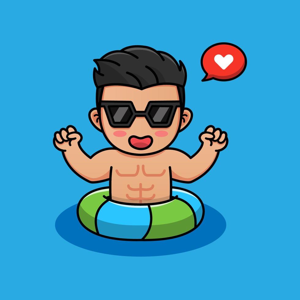 Man having fun and swimming in summer vector