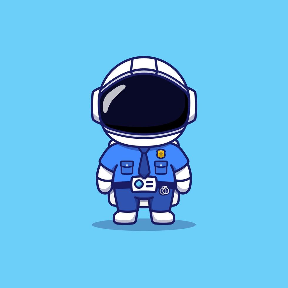 Cute astronaut wearing police uniform vector