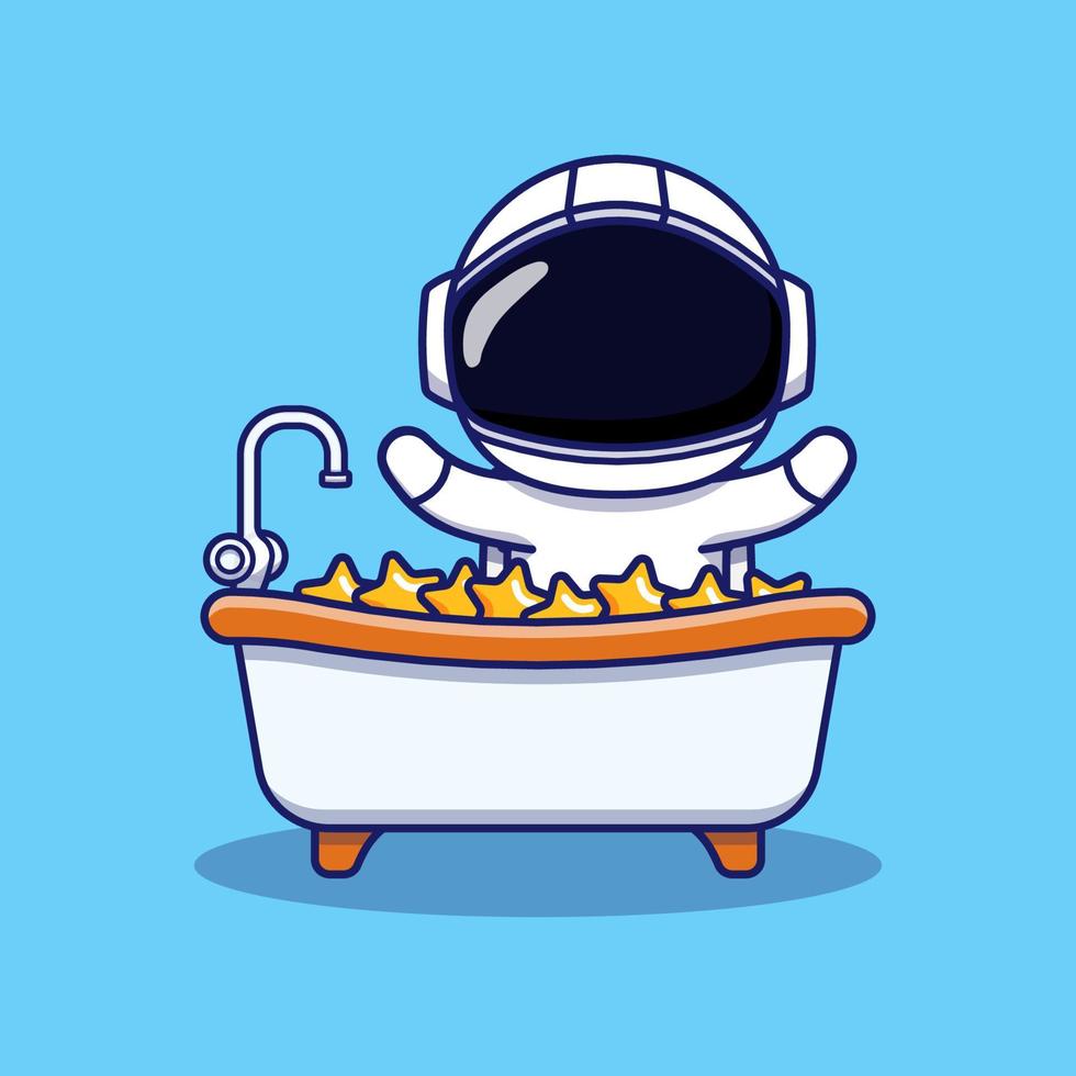 Cute astronaut in the bathtub vector