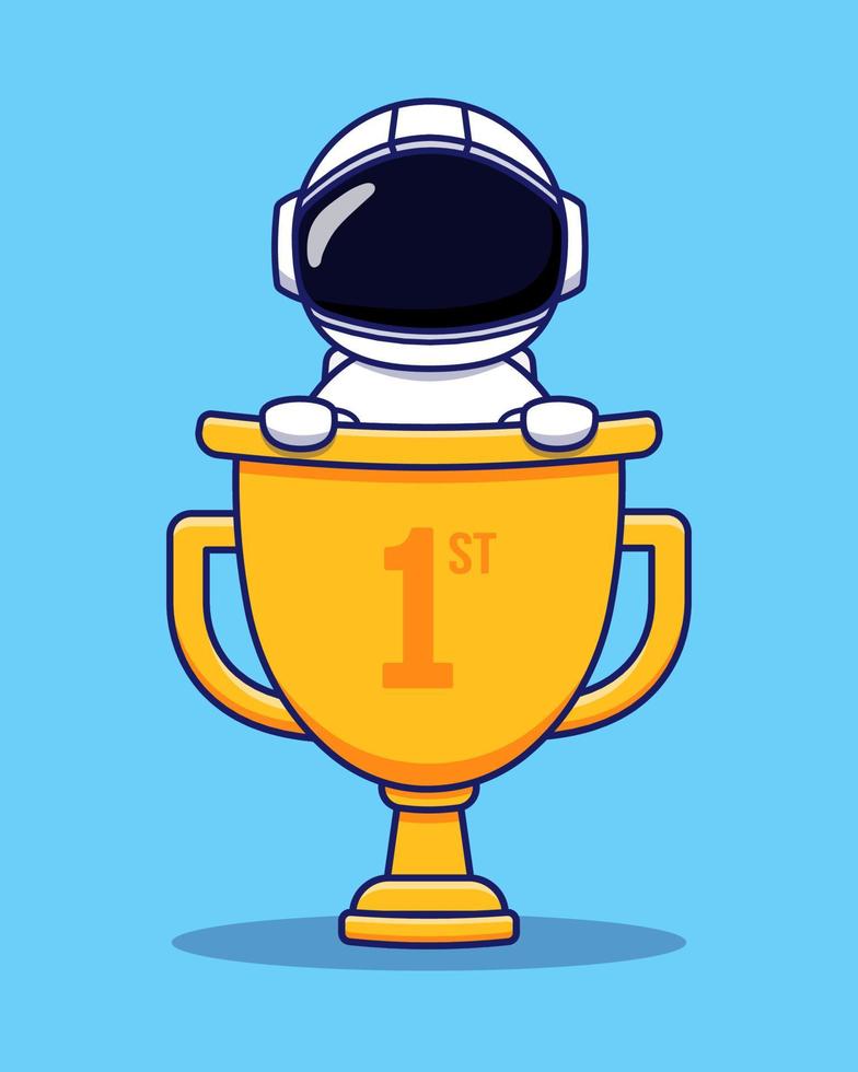 Cute astronaut got the first prize vector