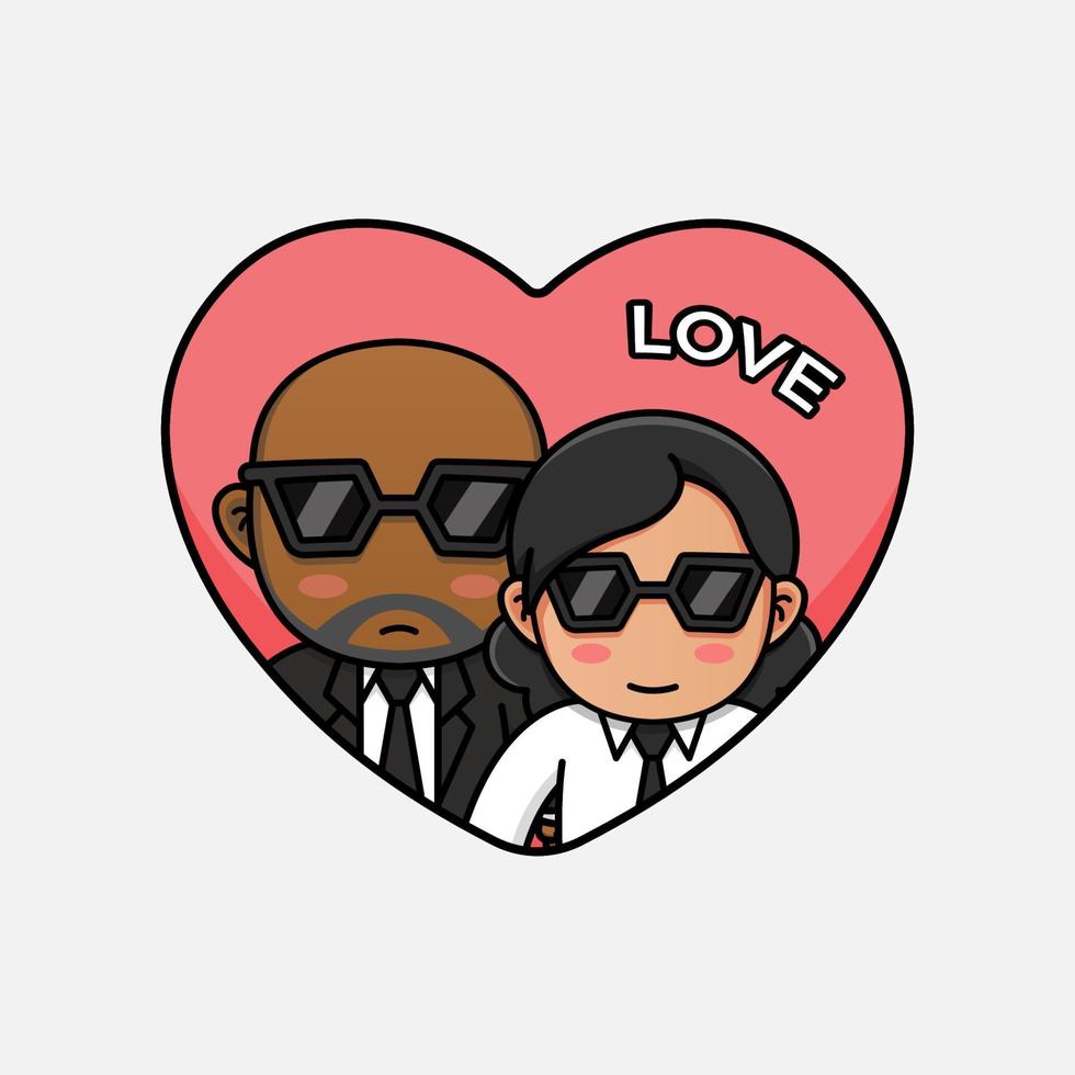 Cute agent couple in love vector