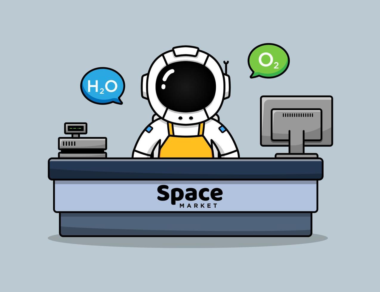 Cute astronaut working as a cashier vector